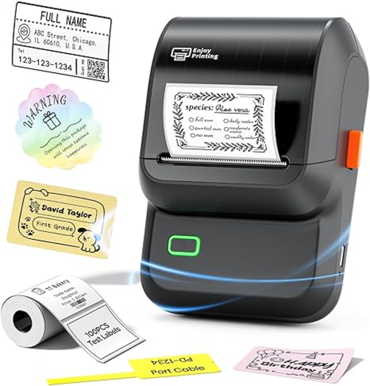 M100 Bluetooth Label Maker Machine with Tape Portable Address Barcode Printer Inkless Thermal Label Printer for Small Business, Office, Home & School Organization (0.78"–2" Width)
